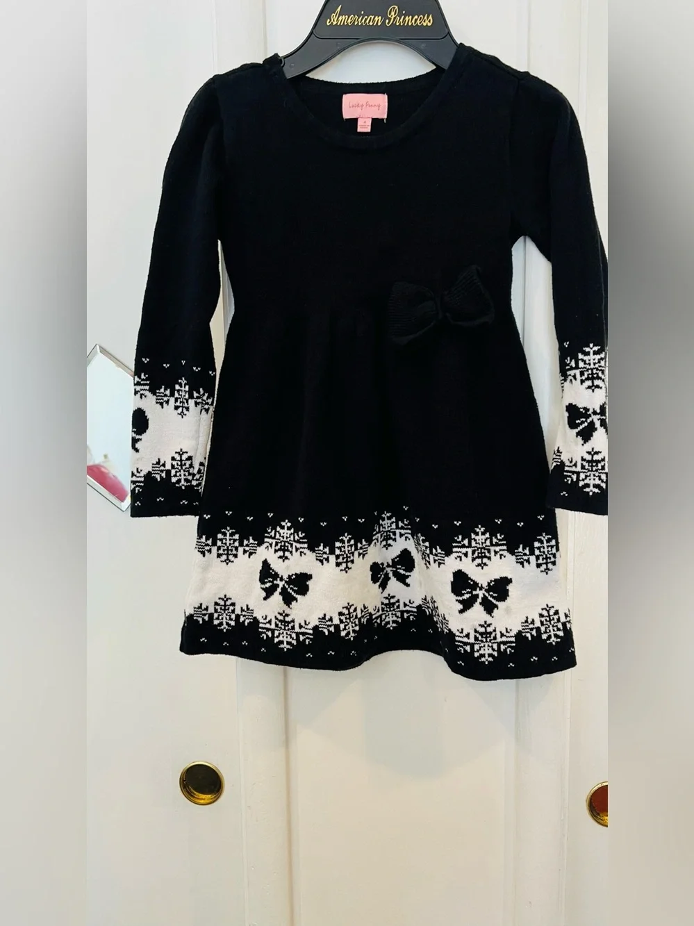 Black Knit Bow-Accent Girls Dress size 4